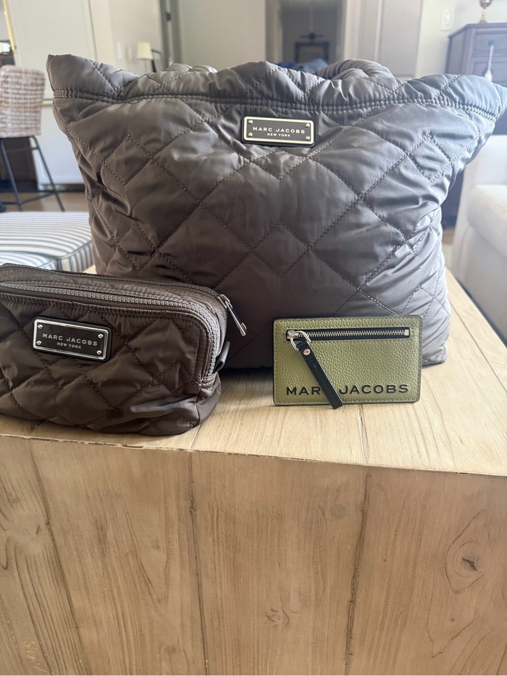 Marc Jacobs Quilted Chocolate Brown Accent Pillow